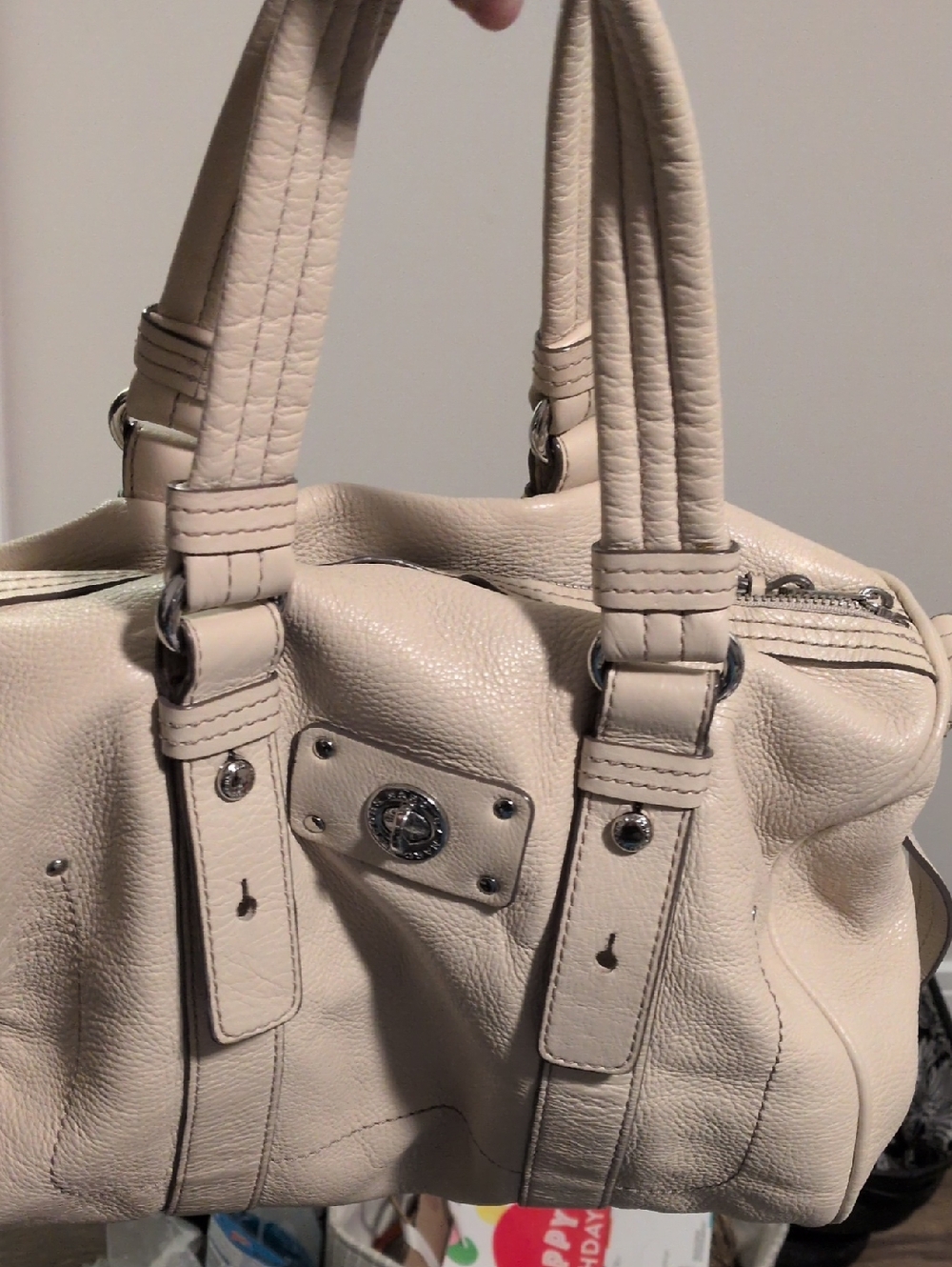 Marc By Marc Jacobs Cream Leather Shoulder Tote Bag